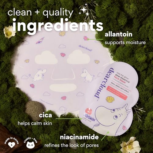 Moomin Dew Essence Sheet Mask - Niacinamide & Cica, 3 Pack