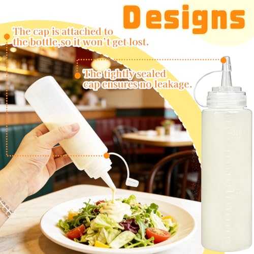 Uyuxxu 12 Pack 8 oz Clear Plastic Squeeze Bottles for Sauces