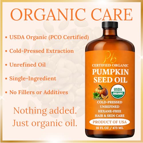 Pumpkin Seed Oil for Hair Growth - 100% Pure, USA-Grown 16 fl oz