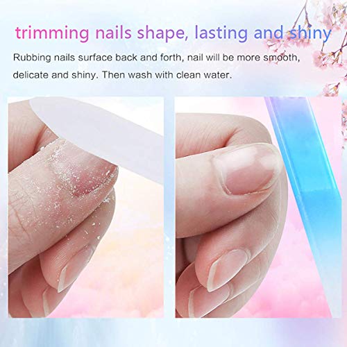 6 Pack Multi-Colored Glass Nail Files with Case - Double Sided
