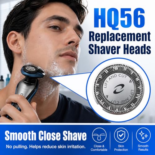 3PCS Replacement Shaver Heads Compatible with Philips Norelco HQ3 HQ4 HQ55 HQ56 HQ6 - Easy Install & Clean