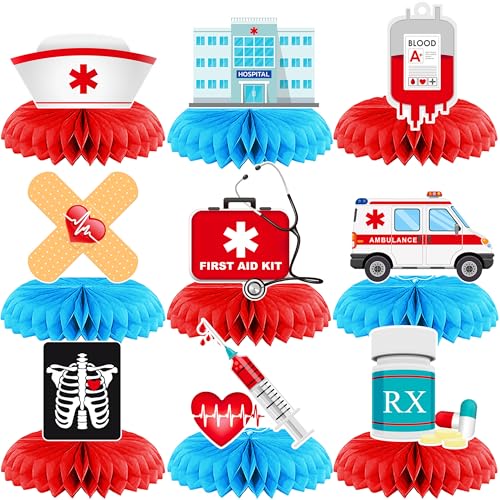 Nurse Theme Honeycomb Centerpieces - 12pcs Medical Party Decor