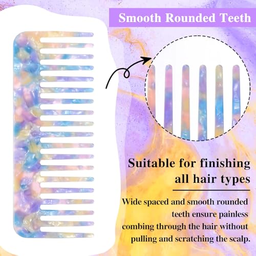 Mabor Tortoise Shell Wide Tooth Comb 2-Pack - Detangling Hair Comb for Wet & Dry Hair