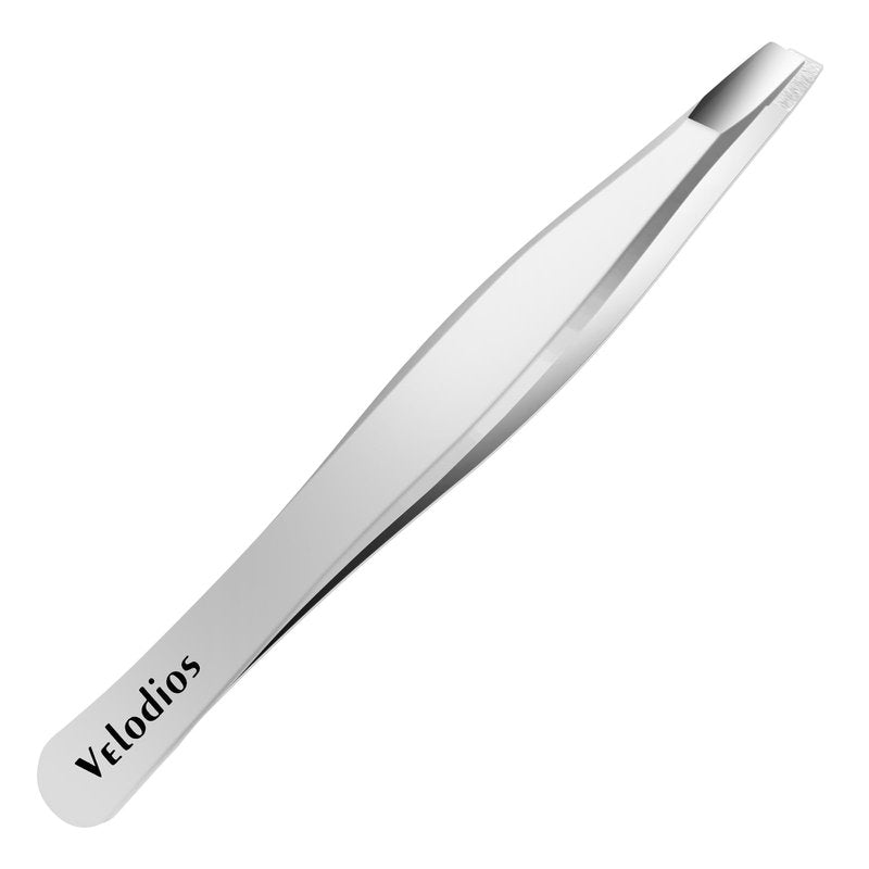 Velodios Professional Slanted Tweezers for Women and Men, Professional Eyebrow Tweezers for Facial Hair, Chin Hair and Ingrown Hair, No Gaps and Aligned Precision