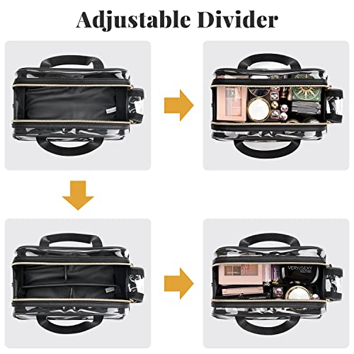 Ethereal Black Clear Makeup Bag Large TSA Approved Toiletry Organizer for Women