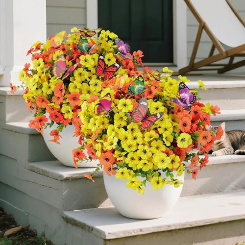 20 Bundles UV-Resistant Artificial Fall Flowers with Butterflies