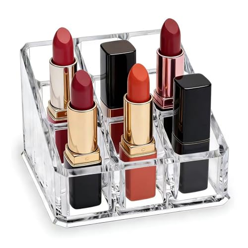 Acrylic Lipstick Organizer with 9 Slots - Durable Makeup Display Holder