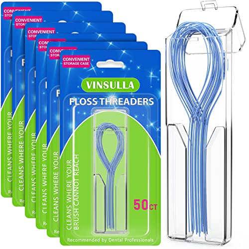 VINSULLA Orthodontic Floss Threaders Pack of 50 - Suitable for Braces, Bridges & Implants