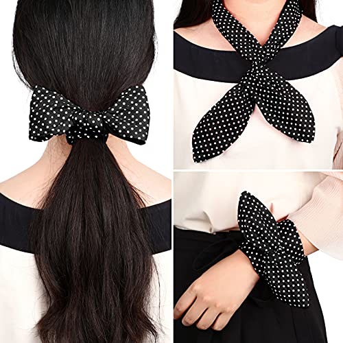 Hicarer Black Polka Dot Headband with Twist Bow - Small Dots