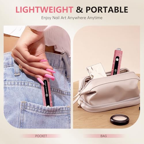 Pink Diamond Flash Cure Nail Lamp with UV Light for Gel Nails, Handheld
