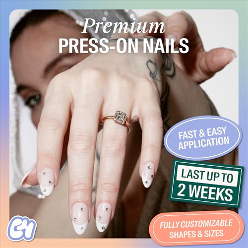 Chillhouse Veil Drip French Tip Press-On Nails Kit - Almond, 30 Shapes & Sizes, 2 Weeks Wear, Reusable, Women-Owned Beauty