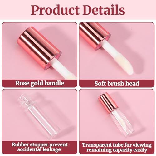 10 Pack Mini Refillable Lip Gloss Tubes - 1.2ml Clear Containers