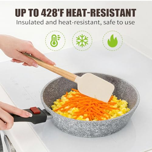 5-Piece Silicone Spatula Set with Wooden Handle - Heat Resistant 600°F