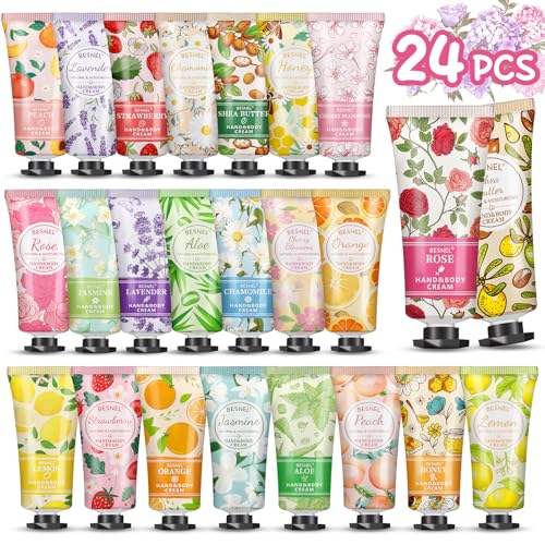 24 Pack Mini Hand Cream Gift Set - Moisturizing Lotion for Dry Hands