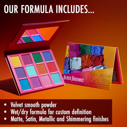 Black Radiance Brilliant Effects Eye Shadow Palette - Tribal Bright, 12 Shades