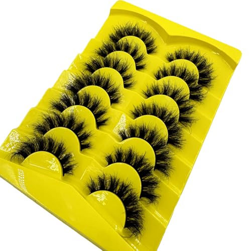 HBZGTLAD 7 Pairs W3 3D Mink Fluffy False Eyelashes Reusable Glam Makeup