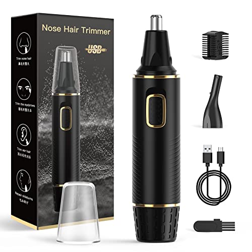 XOOMRSCP Nose Hair Trimmers for Men£¬Rechargeable Hair Trimmer 2 in 1 Painless Multifunctional Ear and Nose Hair Trimmer with IPX7 Waterproof Dual Edge Blades (Black)