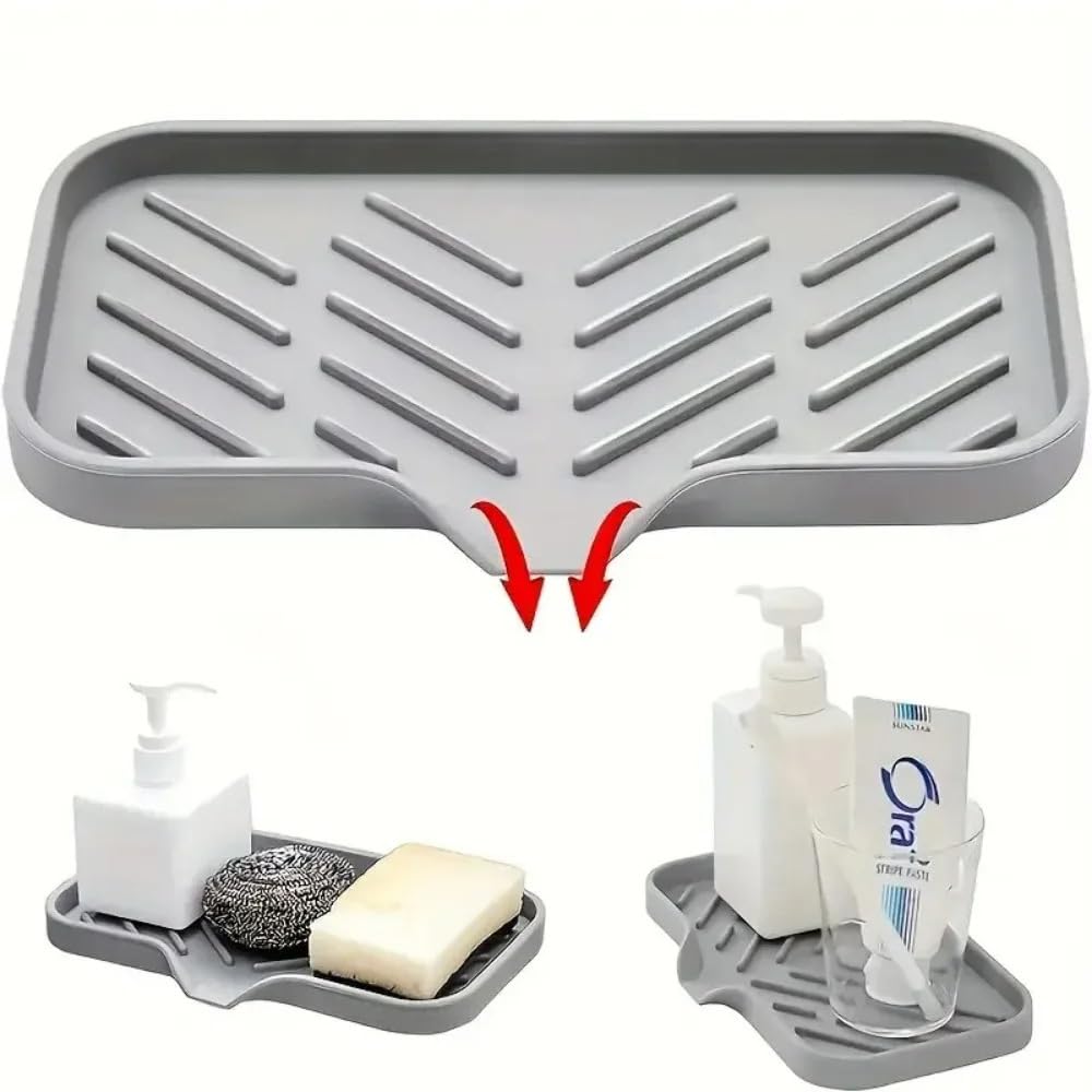 1PC Small Grey Silicone Coaster Storage Rack- Waterproof Draining Soap Mat, Ideal for Toilet Cup & Bathroom, Kitchen Use