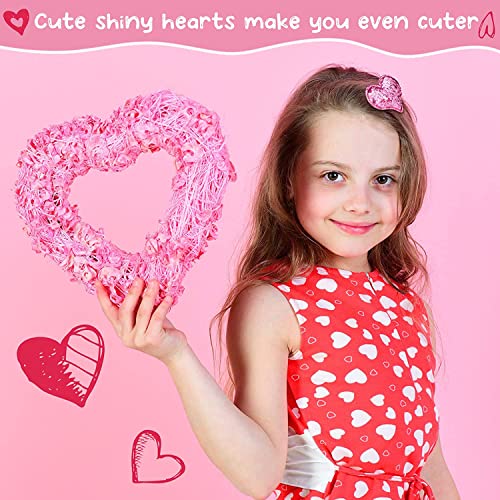 9-Pack Glitter Heart Hair Clips for Girls – Sequin Barrettes in 3 Colors