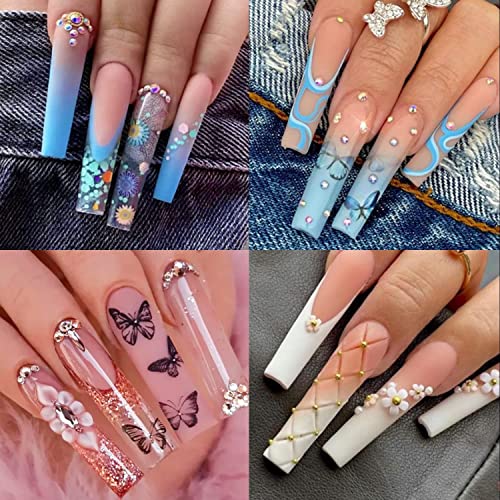 UNA GELLA XXL Clear Long Square Gel Fake Nails - 120pcs Press-On Tips