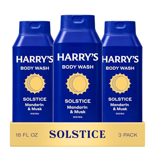 Harry's Men's Body Wash - Solstice Scent 18 fl oz Pack of 3 - Deep Clean & Sensitive Skin
