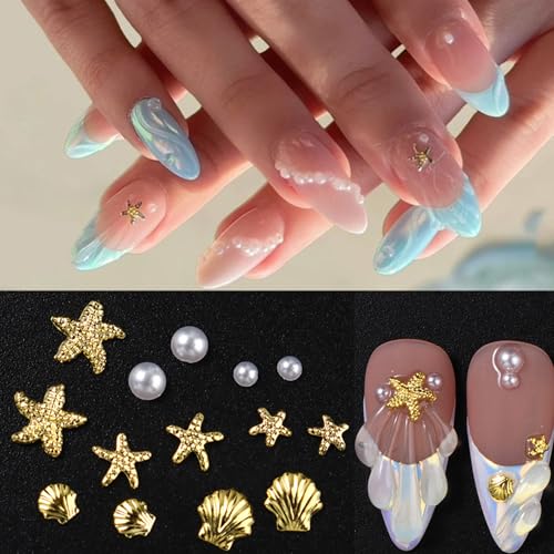 100 Pcs Starfish Nail Charms - Ocean Style Nail Art Gems