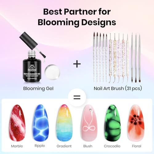 Beetles Multicolor Nail Art Brushes Kit - 31pcs Blooming Gel Set
