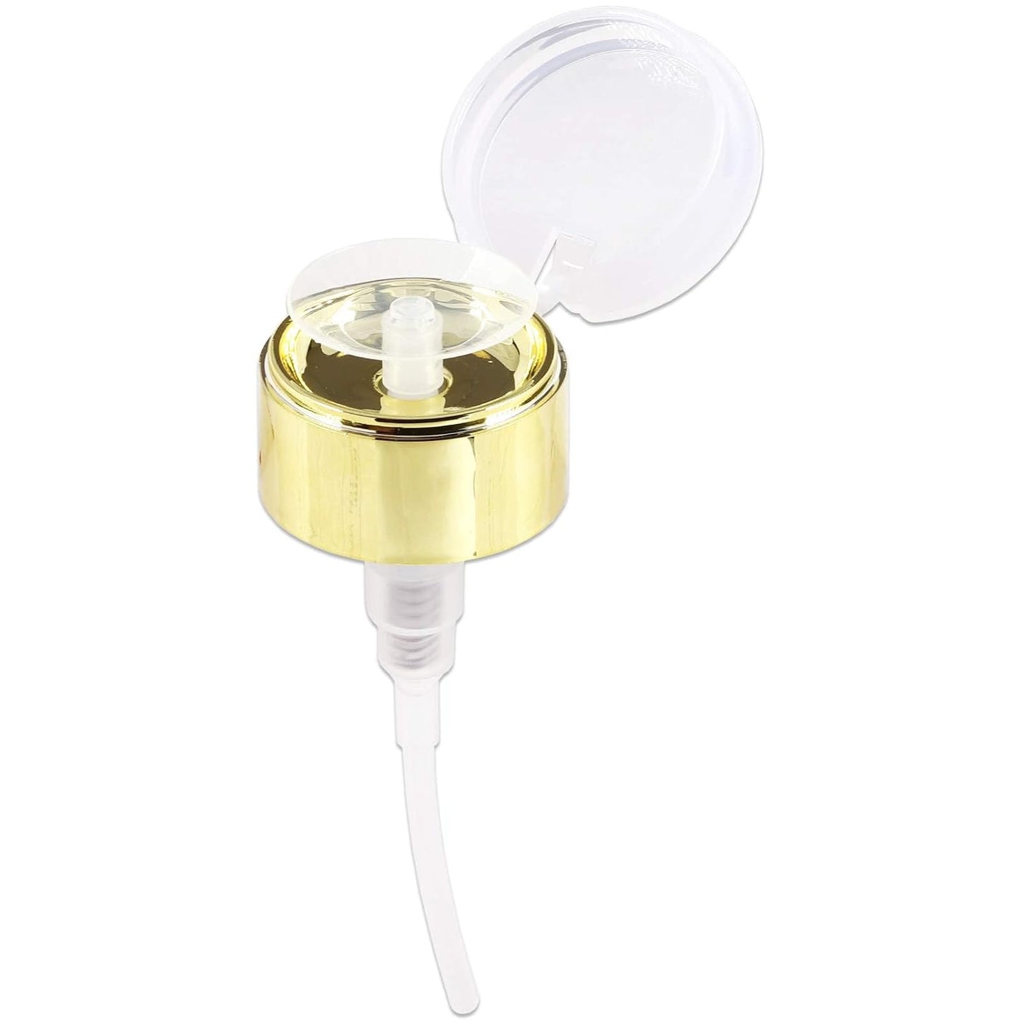 PANA 10 oz. Clear Liquid Pump Dispenser Bottle - Gold Chrome Lid, No Wording