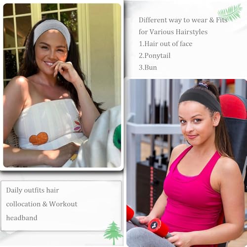AHONEY Grey Non-Slip Hair Headbands 10 Pack for Women & Workout
