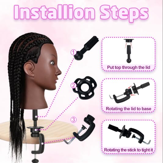 Realistic Human Hair Mannequin Head - 100% Real Hair for Cosmetology Practice | 16 Inch with Table Clamp Stand