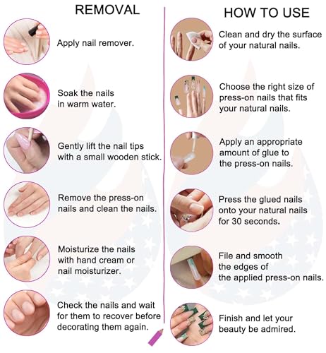 Gleamrain Long Almond Press on Nails with 3D Flower French Tip Design