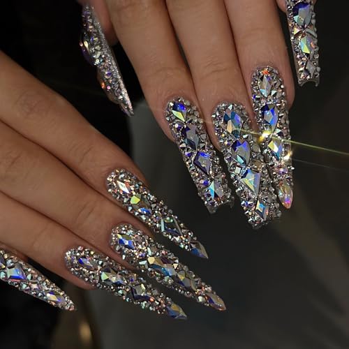 Kaipheiquan AB Nail Rhinestones Set - 200 Special-Shaped Big Crystals + 3050 Flatback Round Rhinestones for Nail Art, Jewelry & DIY Crafts, Nail AB Variation
