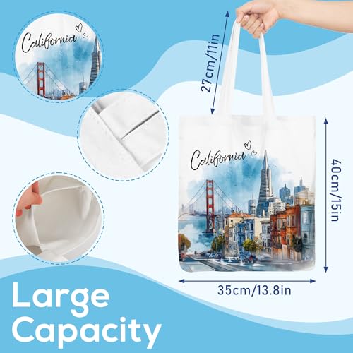 Reusable Cotton Tote Bag with Watercolor Art Design for Women
