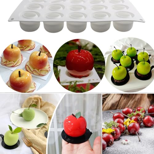 15-Cavity Apple Silicone Mold for Mousse, Chocolate & Pudding