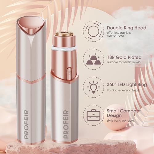Rose Gold Electric Facial Hair Removal Device for Women - Painless Razor