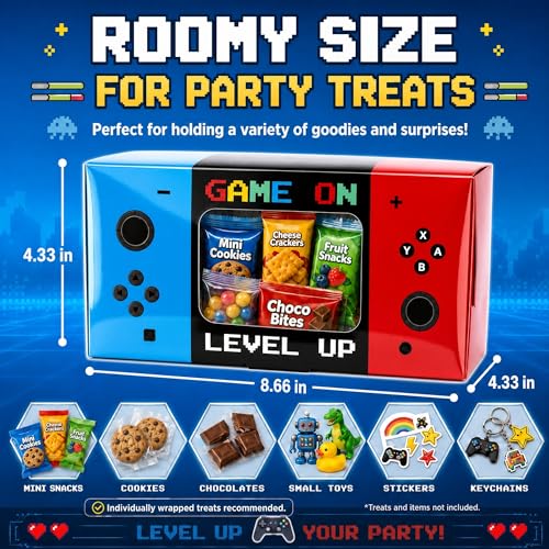 Video Game Party Favor Boxes - 12 PCS with Window for Kids' Birthdays