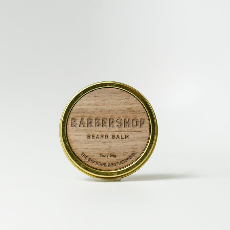 The Bearded Brotherhood Barbershop Beard Balm – Handcrafted Men’s Grooming Balm – Vintage Barbershop Scent with Essential Oils, 2 oz Screw-Top Tin