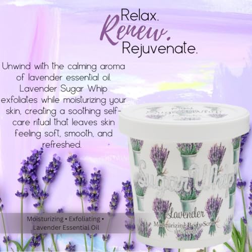 Primal Elements Lavender Sugar Scrub & Body Exfoliant 10 oz - Moisturizing Face & Body Cleanser with Essential Oil