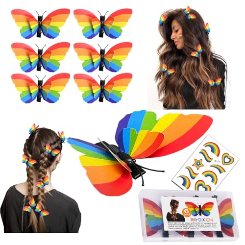 Rainbow Butterfly Hair Clips – LGBT Pride Hair Accessories for Girls & Women, Party & Festival Decorations