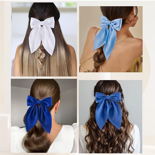 6 Pcs Satin Bow Hair Clips for Women - Alligator Barrettes Set