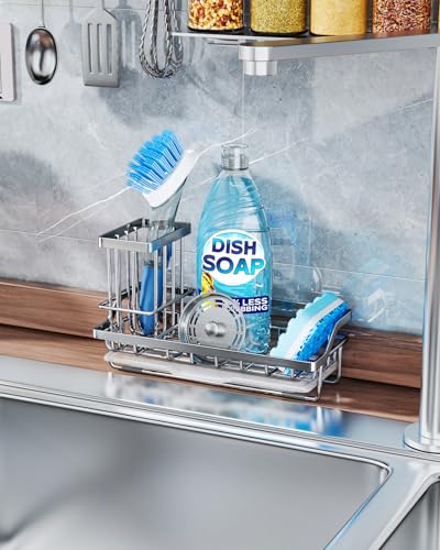 Stainless Steel Kitchen Sink Caddy with Drip Tray - Sponge Holder Organizer