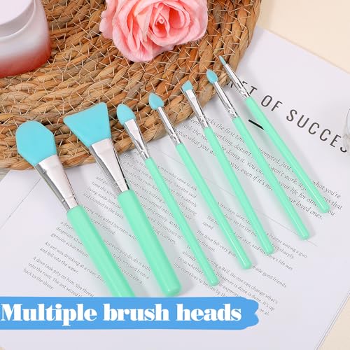 7PCS Silicone Brush Applicator Kit for Makeup & Crafting - Grass Green