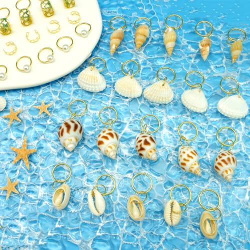 60PCS Gold Seashell Hair Jewelry Clips for Braids & Dreadlocks