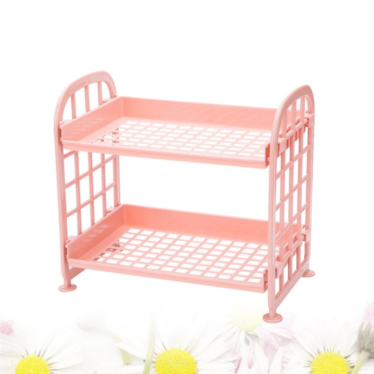 2 Layers Plastic Storage Rack Kitchen Storage Shelf Bathroom Organizer Countertop Rack Space-Saving Desktop Organizer for Home and Bathroom Use