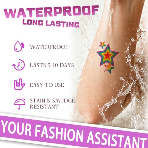 36 Pcs Glitter Pride Face Tattoos - Waterproof Rainbow Stickers