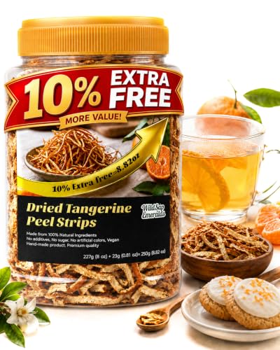 WildSap Emeralds Dried Tangerine Peel Strips - 8.8 oz Natural Citrus