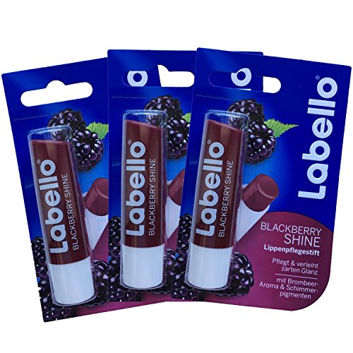 Labello Blackberry Shine Lip Balm 3 Pack - 0.16 Ounce Each