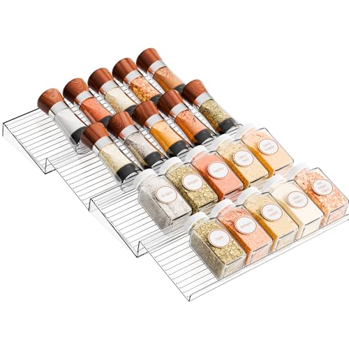 Expandable In-Drawer Spice Organizer - 4 Pack Clear Acrylic
