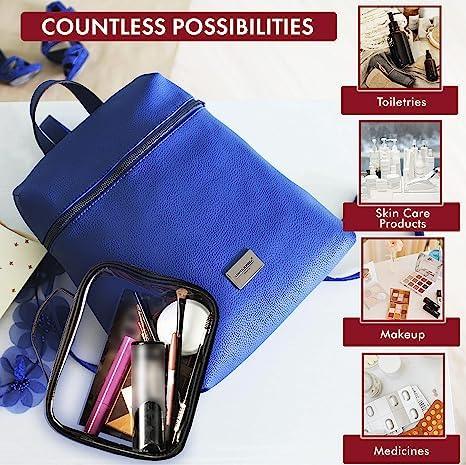 Bolsafy Clear Makeup Bags Set - TSA Approved, 1 Large & 1 Medium