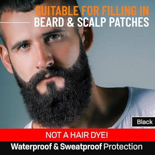 Beard Pen Filler for Men - Barber Styling Grooming Pencil, Waterproof & Sweat Proof, Long Lasting, Natural Finish, Cover Beard & Scalp Patches - Black, 1 Pack